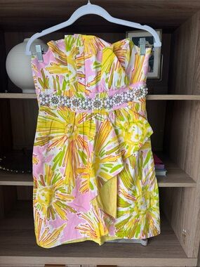 Lilly Pulitzer Skipping on Sunshine Floral Beaded-Waist Dress